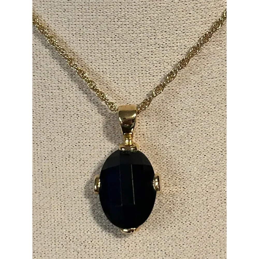 Blue Montana Crystal Pendant Necklace & Matching Earrings Jewelry Set NWOT